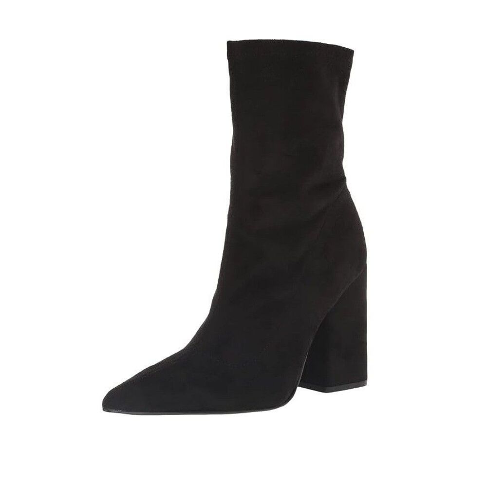 Nine West Womens 10 M Black Xrey Faux Suede Block Heel Mid Calf Booties NIB KZ3
